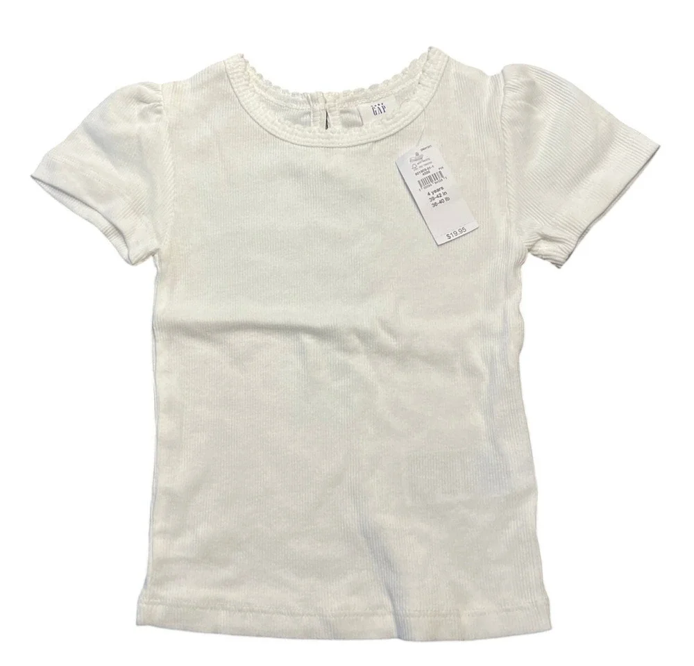 Baby GAP Cream Scallop Neck Top Size 4 New with Tags